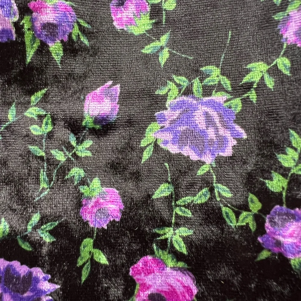 VICTORIAS SECRET Velvet Lace-Back Cami Set Black Purple Floral Women’s Med NWT